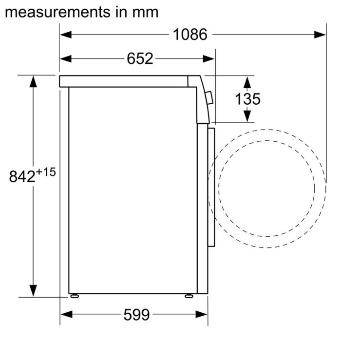 Kích thước Máy sấy quần áo Bosch WQG24200SG