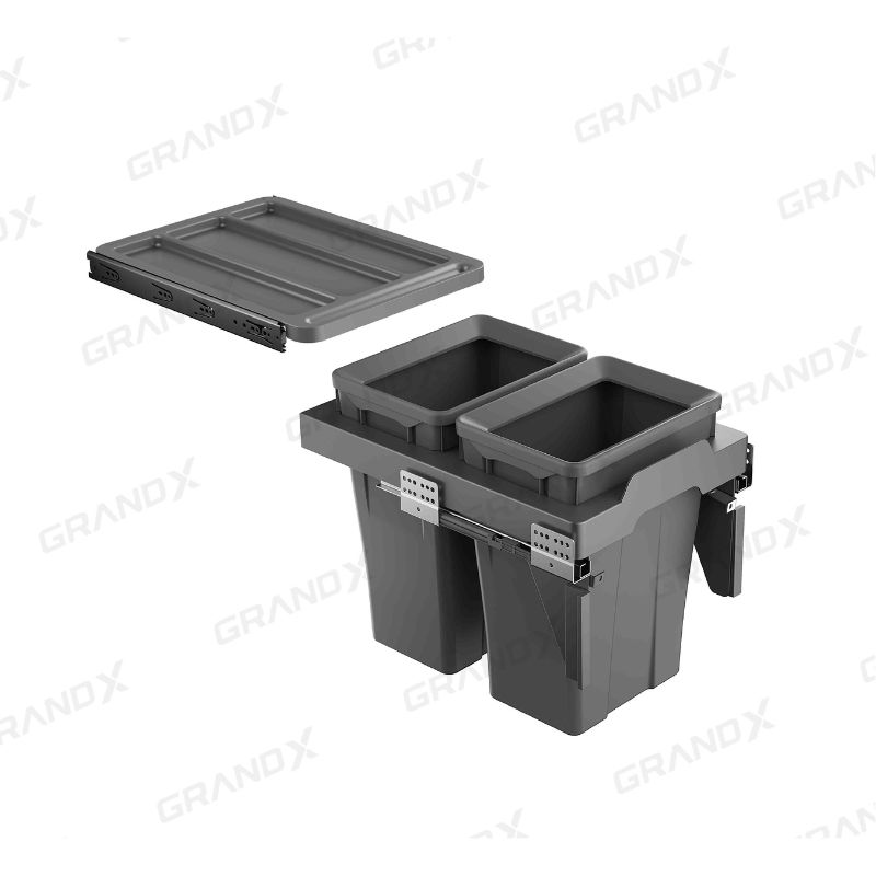 Thùng rác đôi cánh kéo âm tủ GrandX XW.D40 Thùng rác đôi cánh kéo âm tủ GrandX XW.D40